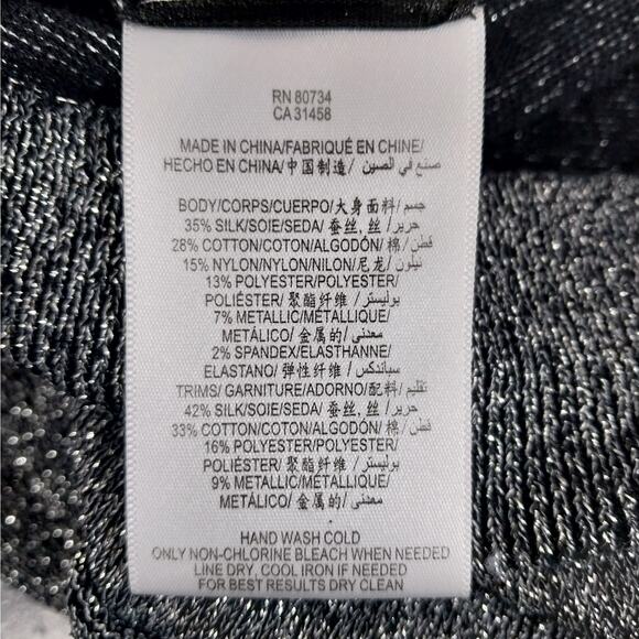 BCBGMAXAZRIA! BLACK & SILVER KNIT, LONG SLEEVE, RANDOM TIERED DRESS! SZ M - Picture 7 of 8